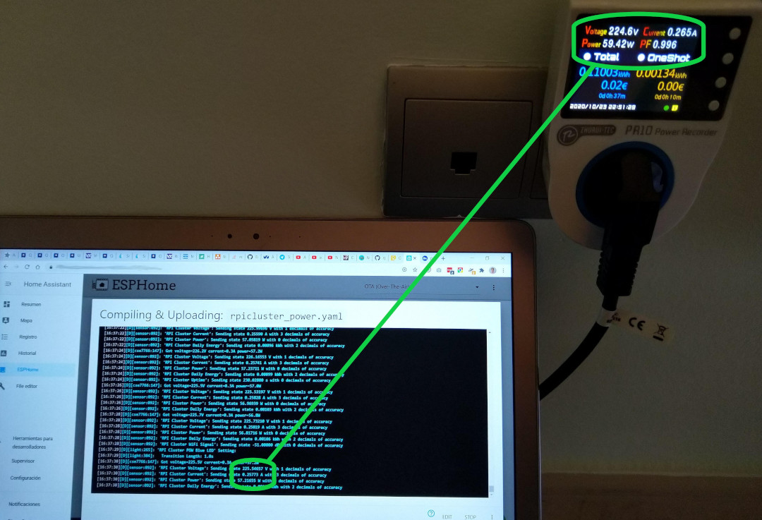 Exemple de capture de consommation d&rsquo;une ampoule incandescente de 60W