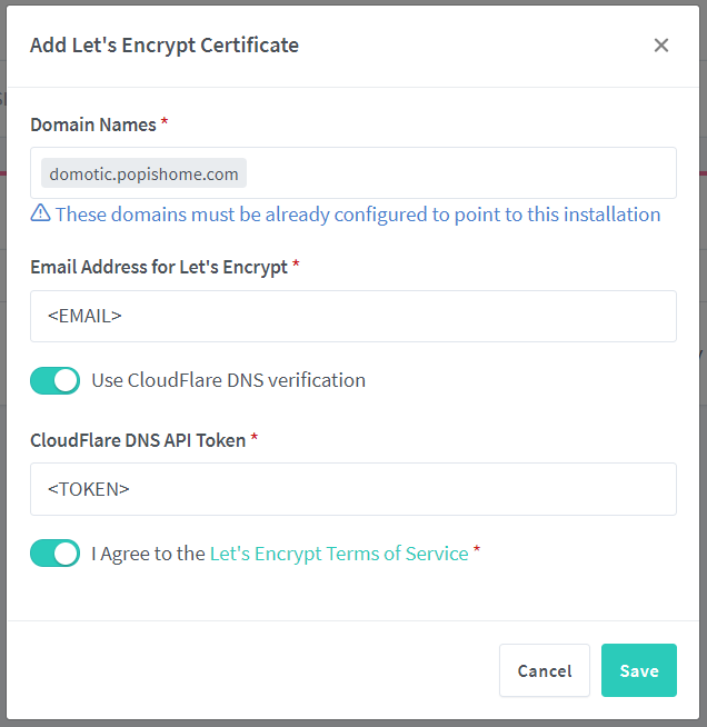 Nuevo certificado SSL en NGINX Proxy Manager